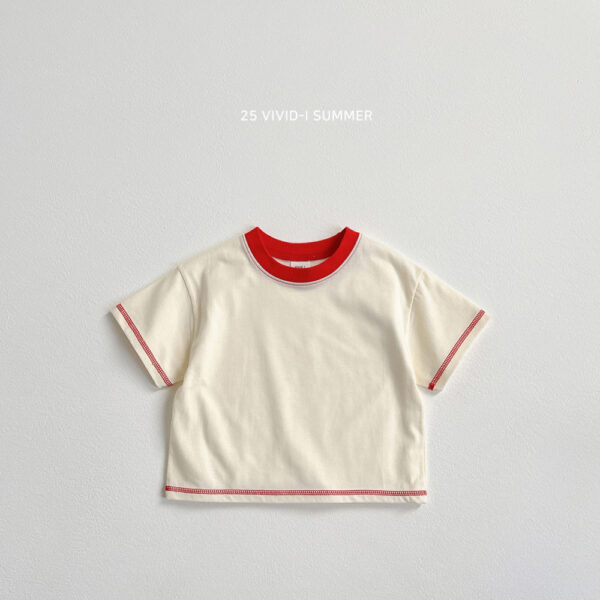 (預購) Vividi- 圓領撞色包邊短袖上衣