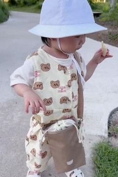 可愛小熊刺繡水壺背帶