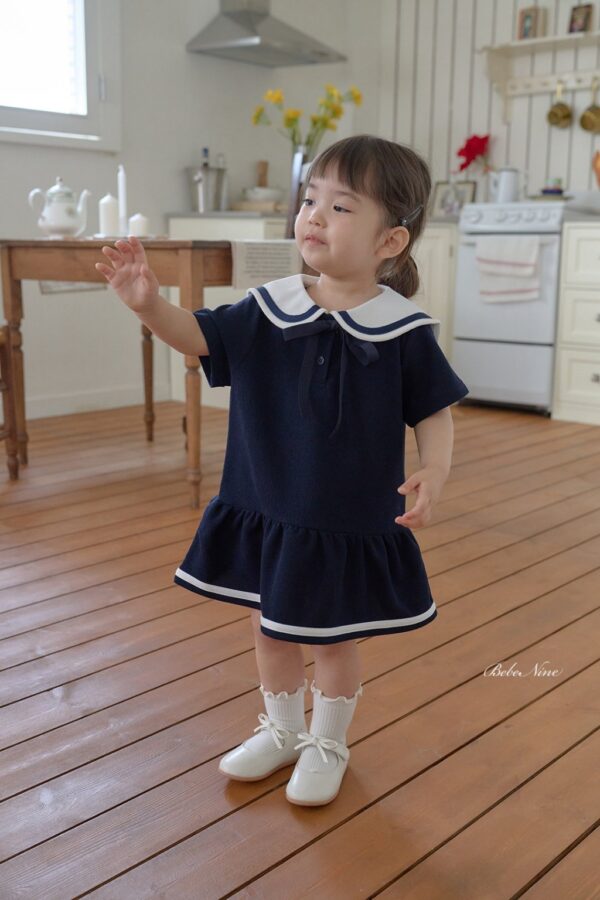 26SS 韓國童裝 水手小圓領蝴蝶結連身裙