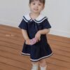 26SS 韓國童裝 水手小圓領蝴蝶結連身裙