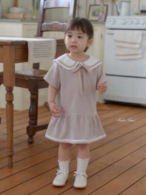 26SS 韓國童裝 水手小圓領蝴蝶結連身裙