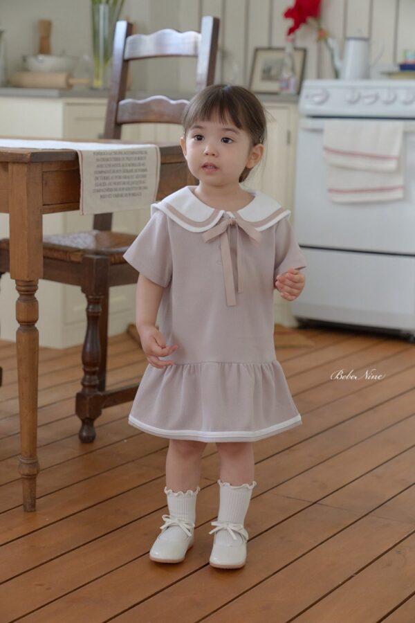 26SS 韓國童裝 水手小圓領蝴蝶結連身裙