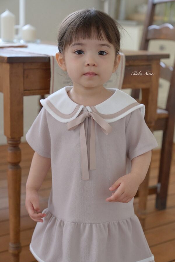 26SS 韓國童裝 水手小圓領蝴蝶結連身裙