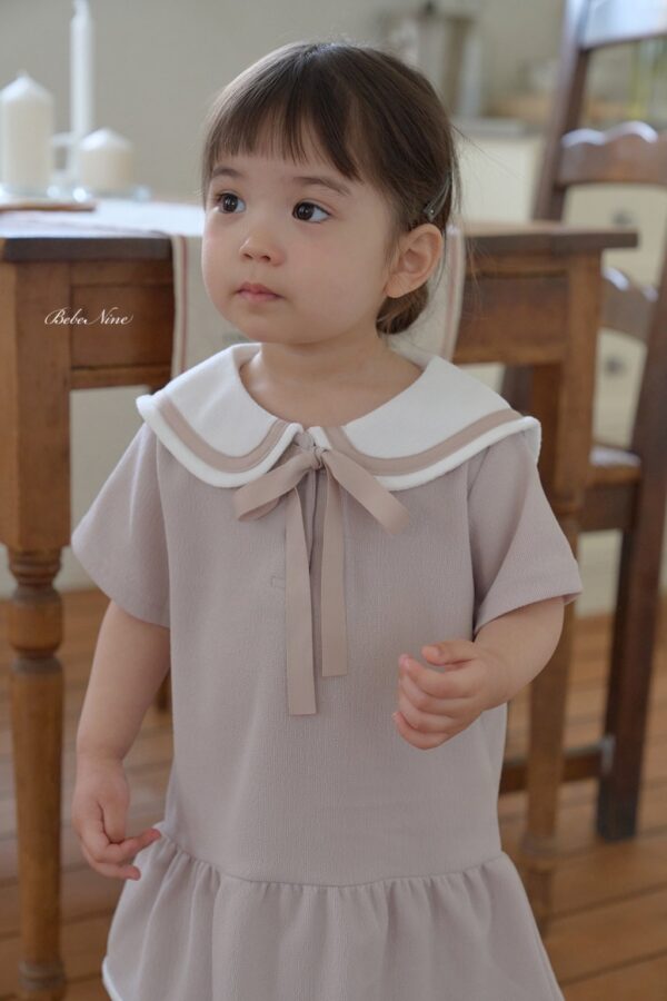 26SS 韓國童裝 水手小圓領蝴蝶結連身裙