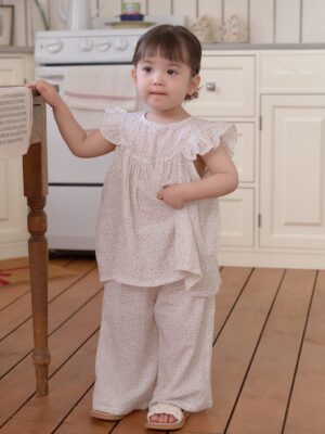 26SS 韓國童裝 碎花小飛袖套裝