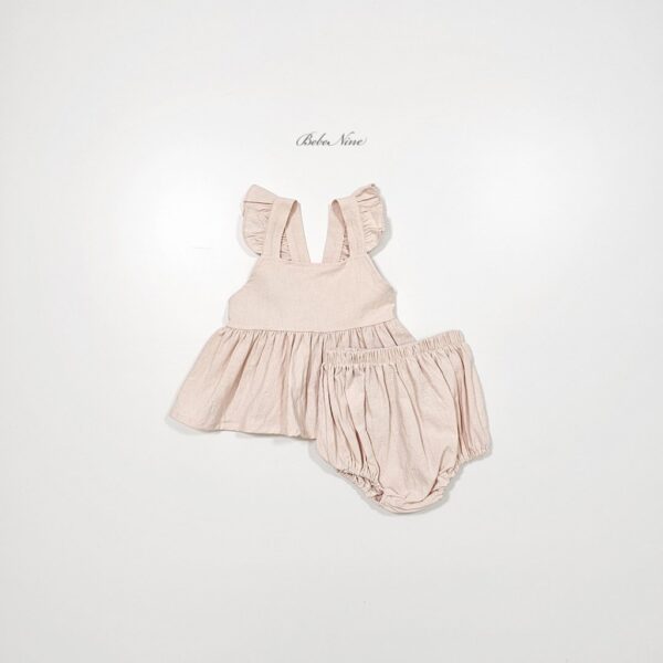 26SS 韓國童裝 小荷葉肩袖A字背心包屁褲套裝