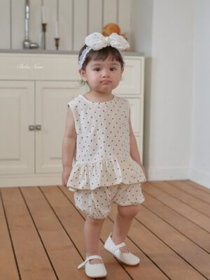 26SS 韓國童裝 圓點點A字襬背心短褲套裝