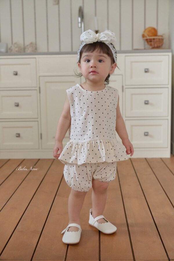 26SS 韓國童裝 圓點點A字襬背心短褲套裝