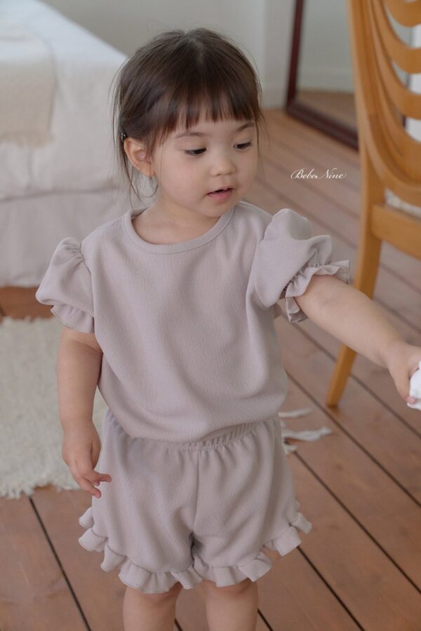26SS 韓國童裝 抓褶澎澎袖上下套裝