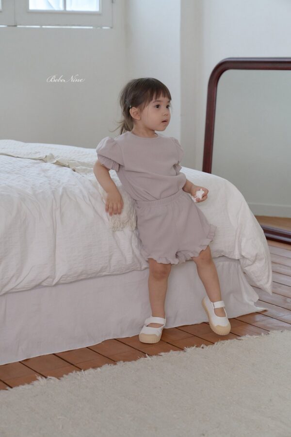 26SS 韓國童裝 抓褶澎澎袖上下套裝