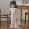 26SS 韓國童裝 蕾絲花瓣領飛袖連身裙