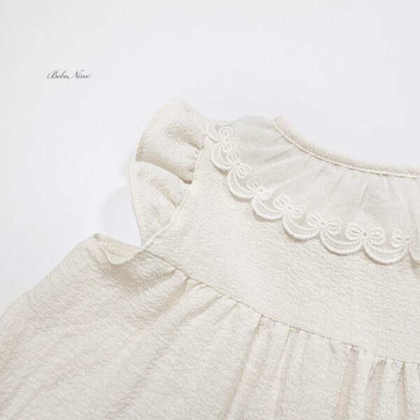 26SS 韓國童裝 蕾絲花瓣領飛袖連身裙