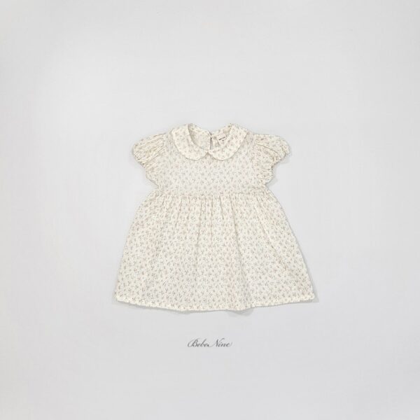 26SS 韓國童裝 碎花小圓領澎袖連身裙