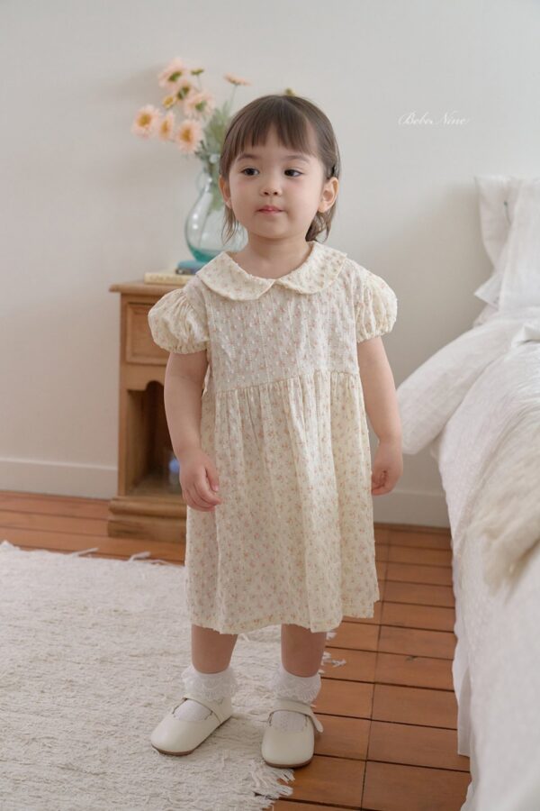 26SS 韓國童裝 碎花小圓領澎袖連身裙