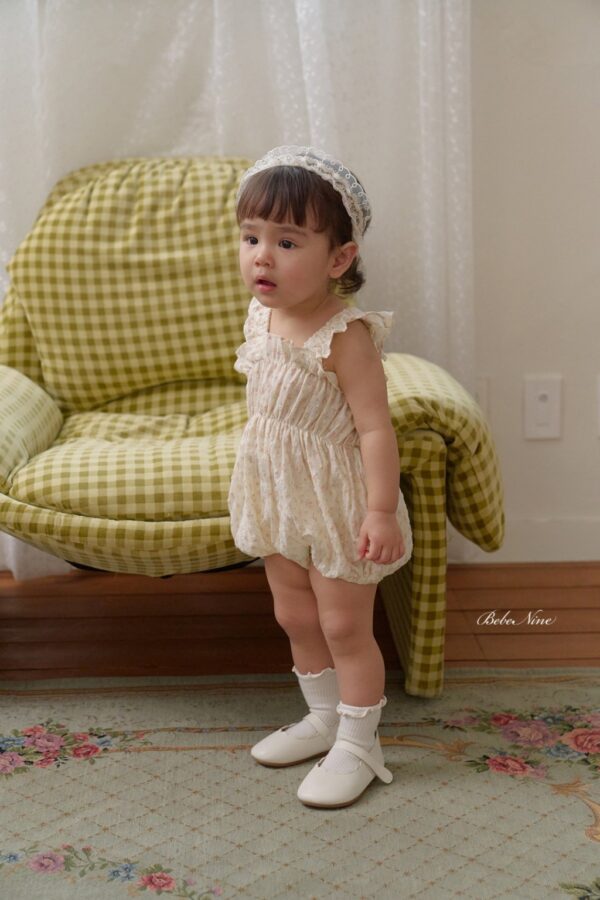 26SS 韓國童裝 小碎花抓褶荷葉邊背心包屁