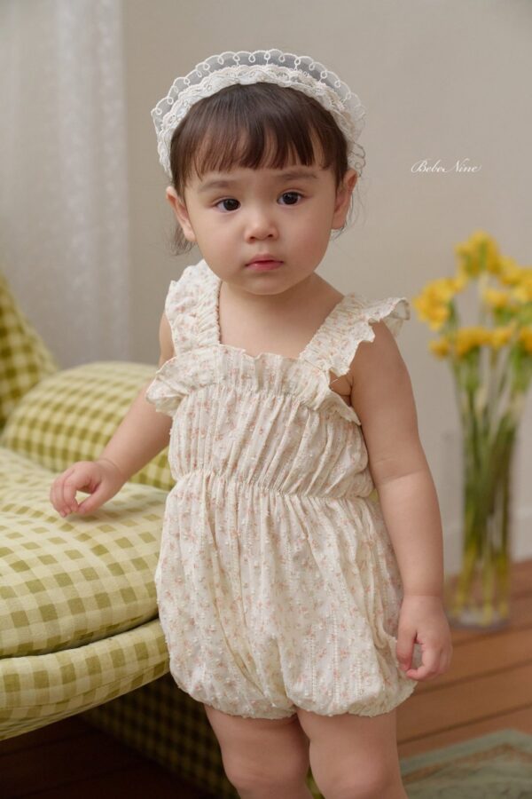 26SS 韓國童裝 小碎花抓褶荷葉邊背心包屁