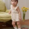 26SS 韓國童裝 小碎花抓褶荷葉邊背心包屁