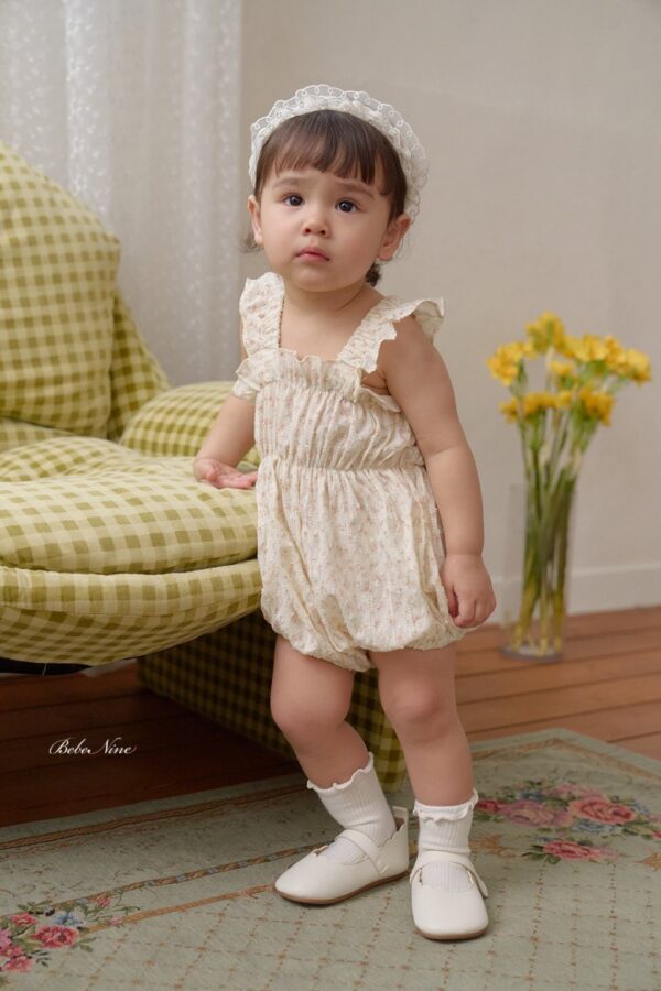 26SS 韓國童裝 小碎花抓褶荷葉邊背心包屁