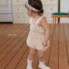 26SS 韓國童裝 小碎花抓褶荷葉邊背心包屁