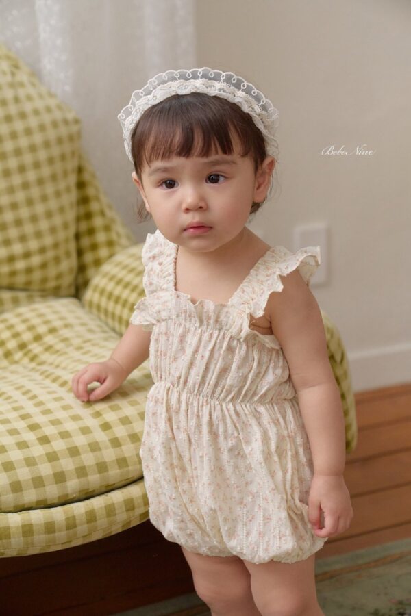 26SS 韓國童裝 小碎花抓褶荷葉邊背心包屁