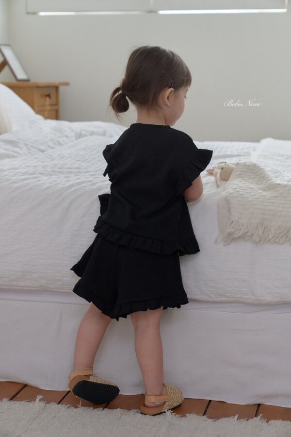 26SS 韓國童裝 鬆餅格小飛袖排扣上下套裝