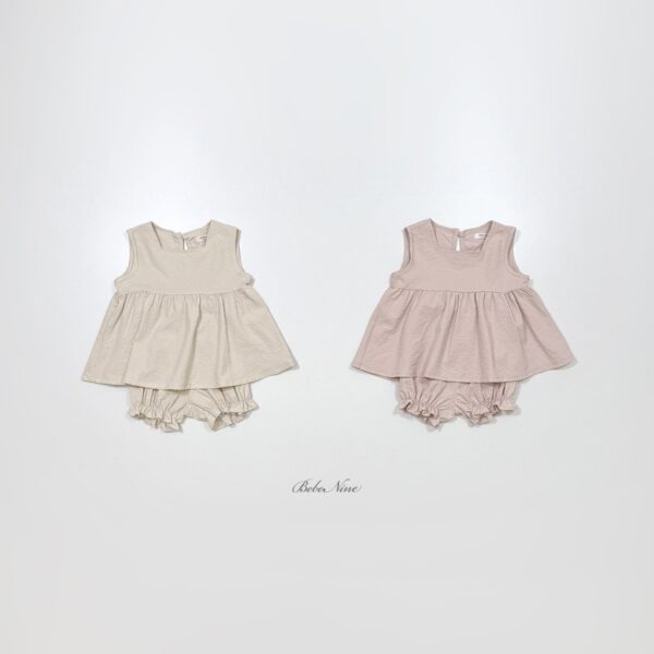 26SS 韓國童裝 抓褶寬襬背心短褲套裝