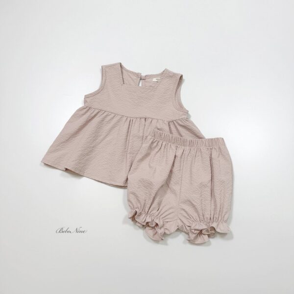 26SS 韓國童裝 抓褶寬襬背心短褲套裝