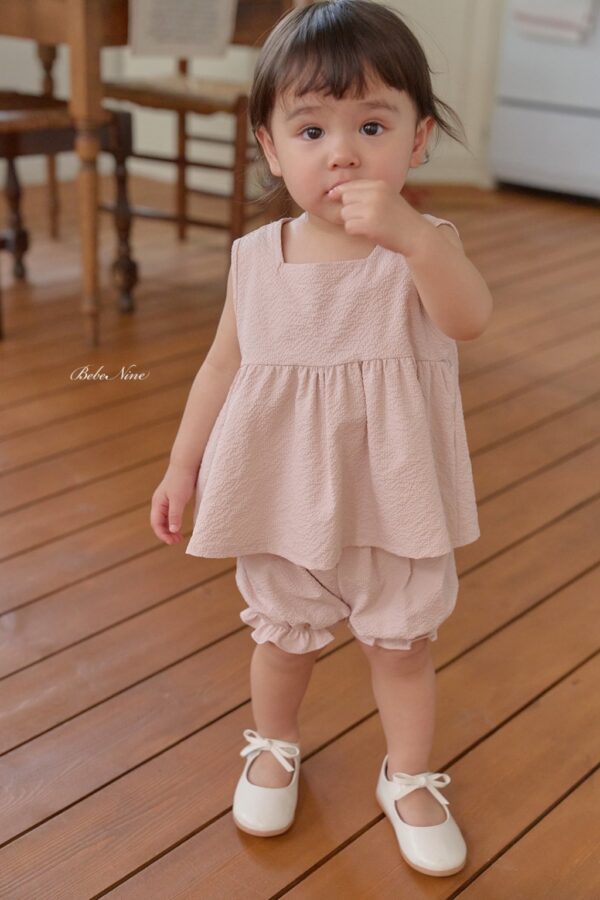 26SS 韓國童裝 抓褶寬襬背心短褲套裝