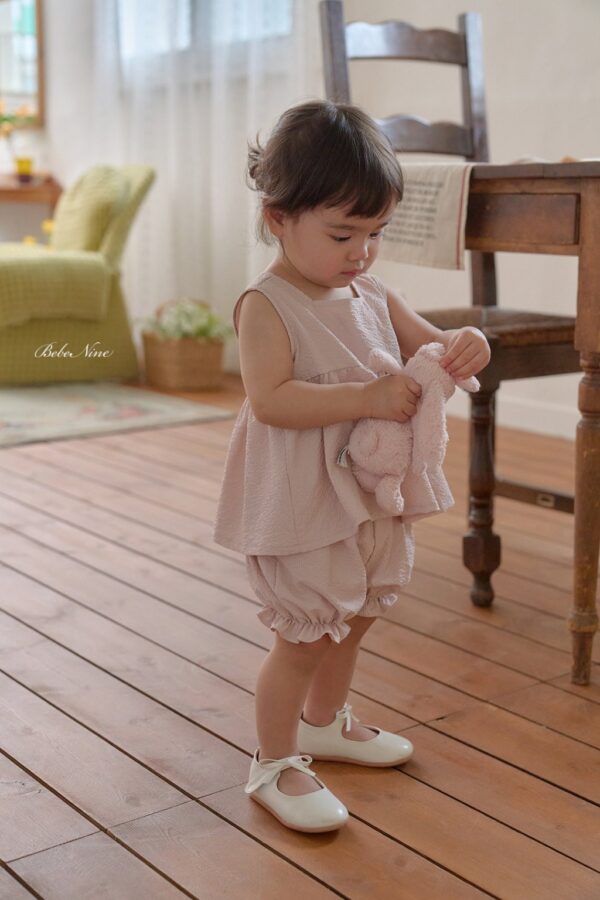 26SS 韓國童裝 抓褶寬襬背心短褲套裝