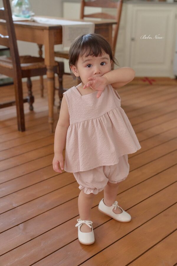 26SS 韓國童裝 抓褶寬襬背心短褲套裝