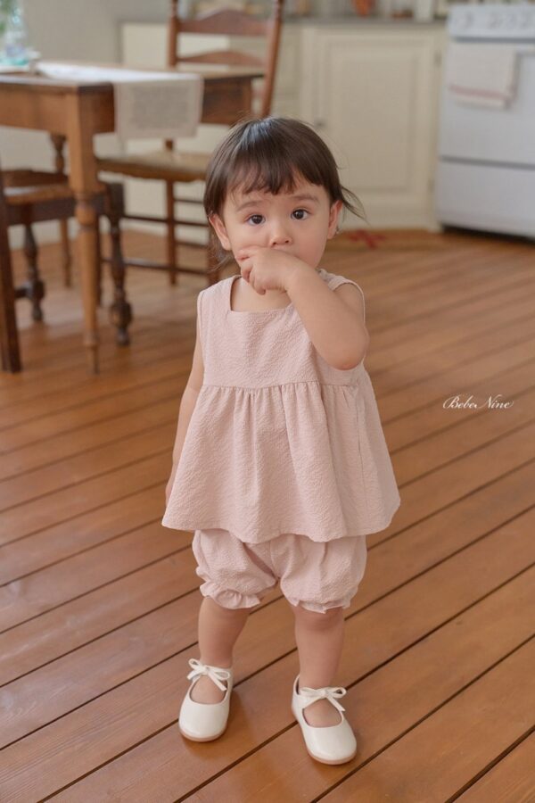 26SS 韓國童裝 抓褶寬襬背心短褲套裝