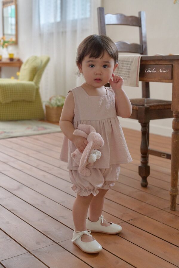 26SS 韓國童裝 抓褶寬襬背心短褲套裝