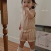 26SS 韓國童裝 直紋荷葉邊背心短褲套裝