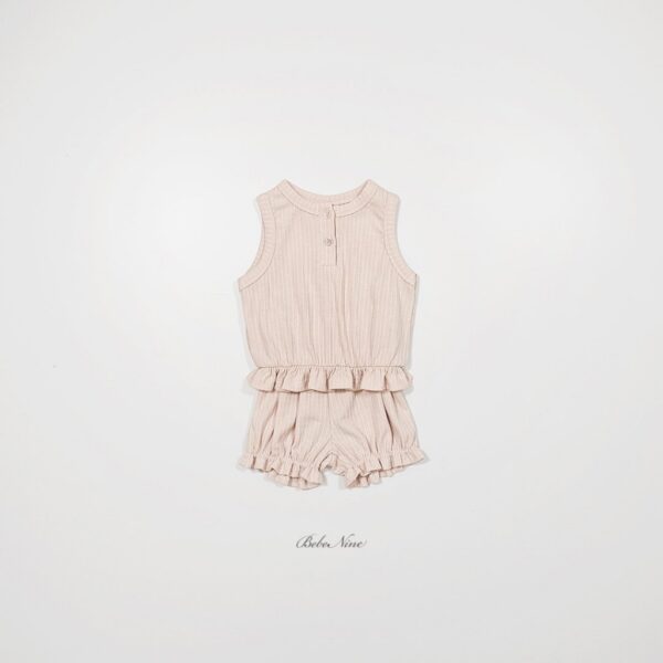 26SS 韓國童裝 直紋荷葉邊背心短褲套裝