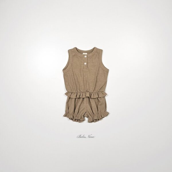 26SS 韓國童裝 直紋荷葉邊背心短褲套裝
