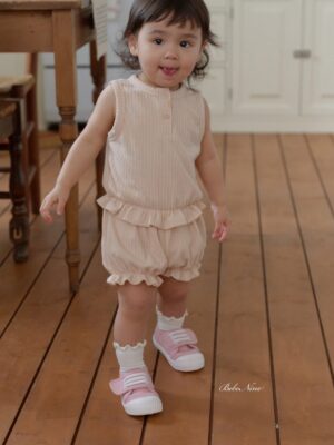 26SS 韓國童裝 直紋荷葉邊背心短褲套裝