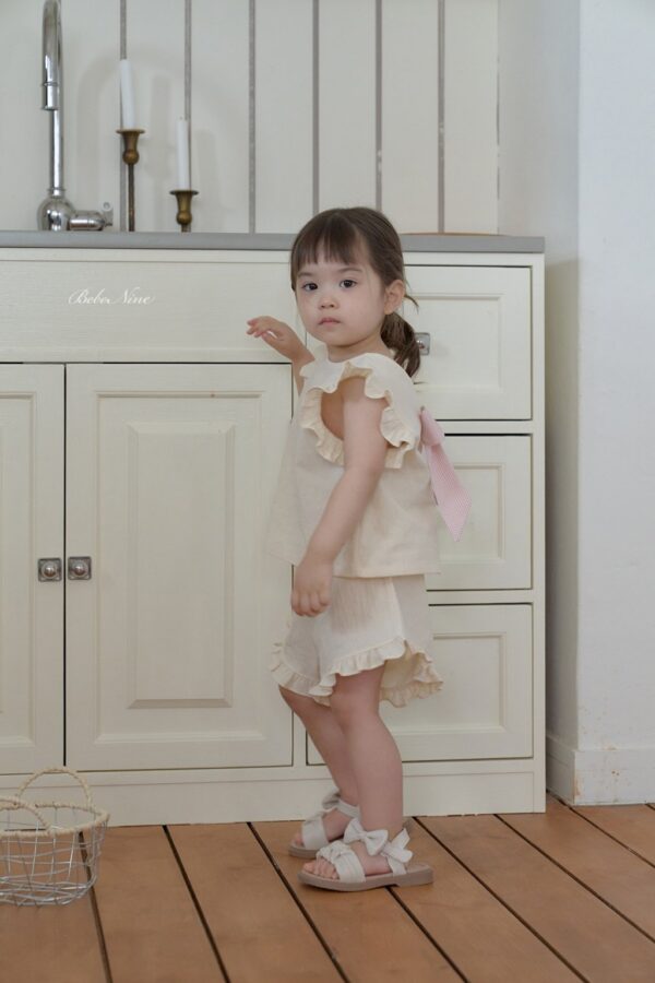 26SS 韓國童裝 後綁蝴蝶結荷葉邊上下套裝