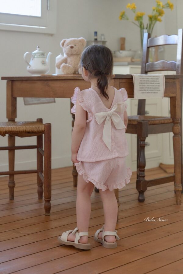 26SS 韓國童裝 後綁蝴蝶結荷葉邊上下套裝
