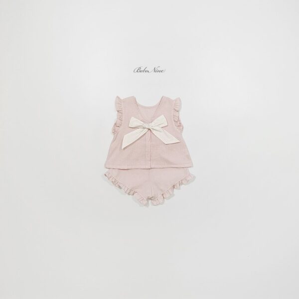 26SS 韓國童裝 後綁蝴蝶結荷葉邊上下套裝