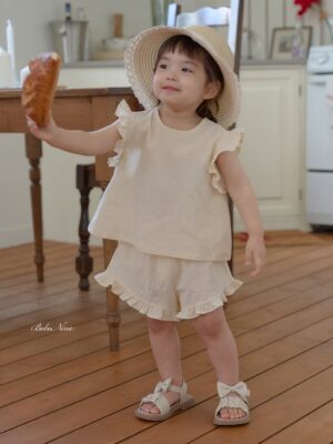 26SS 韓國童裝 後綁蝴蝶結荷葉邊上下套裝