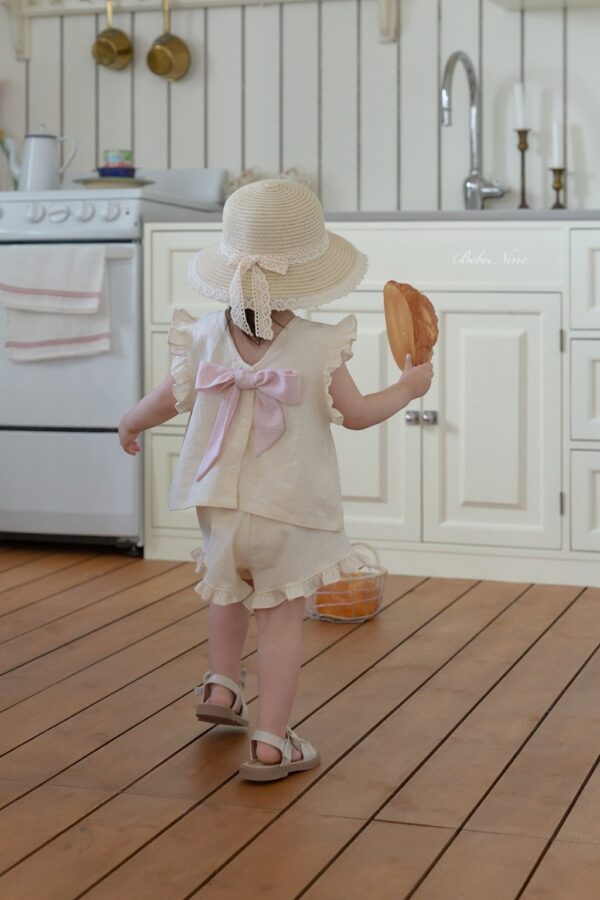 26SS 韓國童裝 後綁蝴蝶結荷葉邊上下套裝