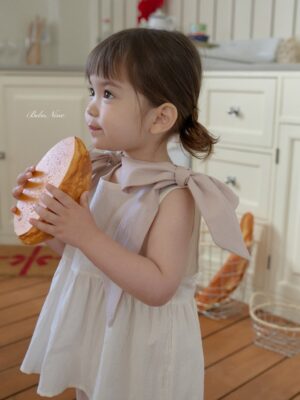 26SS 韓國童裝 雙肩大大大蝴蝶結寬襬背心上衣