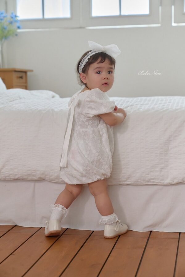 26SS 韓國童裝 蕾絲小花後綁蝴蝶結包屁