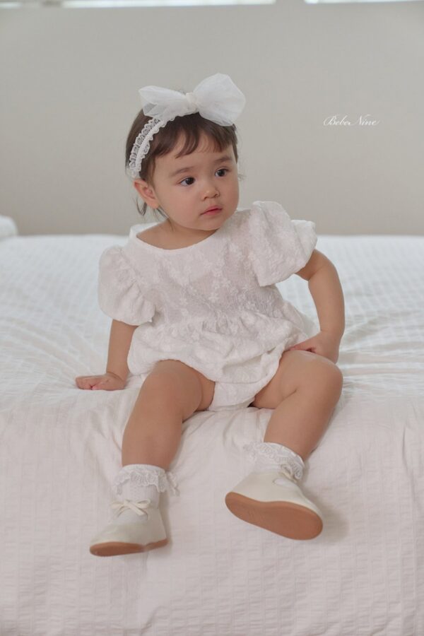 26SS 韓國童裝 蕾絲小花後綁蝴蝶結包屁