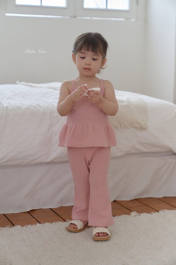 26SS 韓國童裝 羅紋A字襬背心喇叭長褲套裝