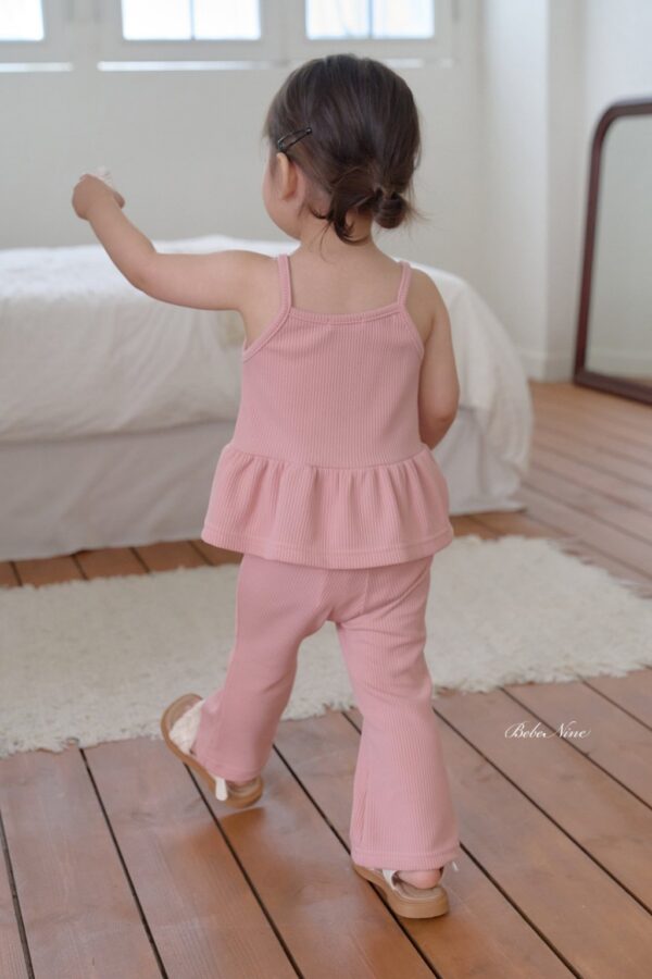 26SS 韓國童裝 羅紋A字襬背心喇叭長褲套裝