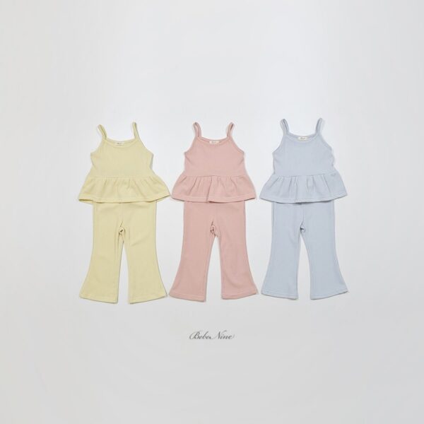 26SS 韓國童裝 羅紋A字襬背心喇叭長褲套裝