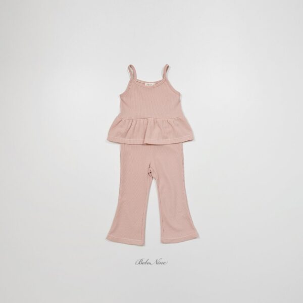 26SS 韓國童裝 羅紋A字襬背心喇叭長褲套裝