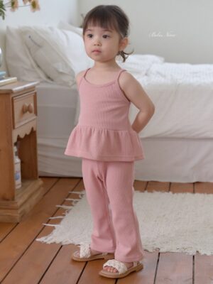 26SS 韓國童裝 羅紋A字襬背心喇叭長褲套裝