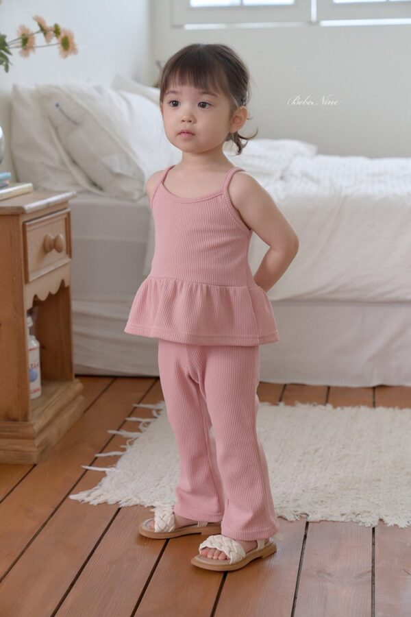 26SS 韓國童裝 羅紋A字襬背心喇叭長褲套裝